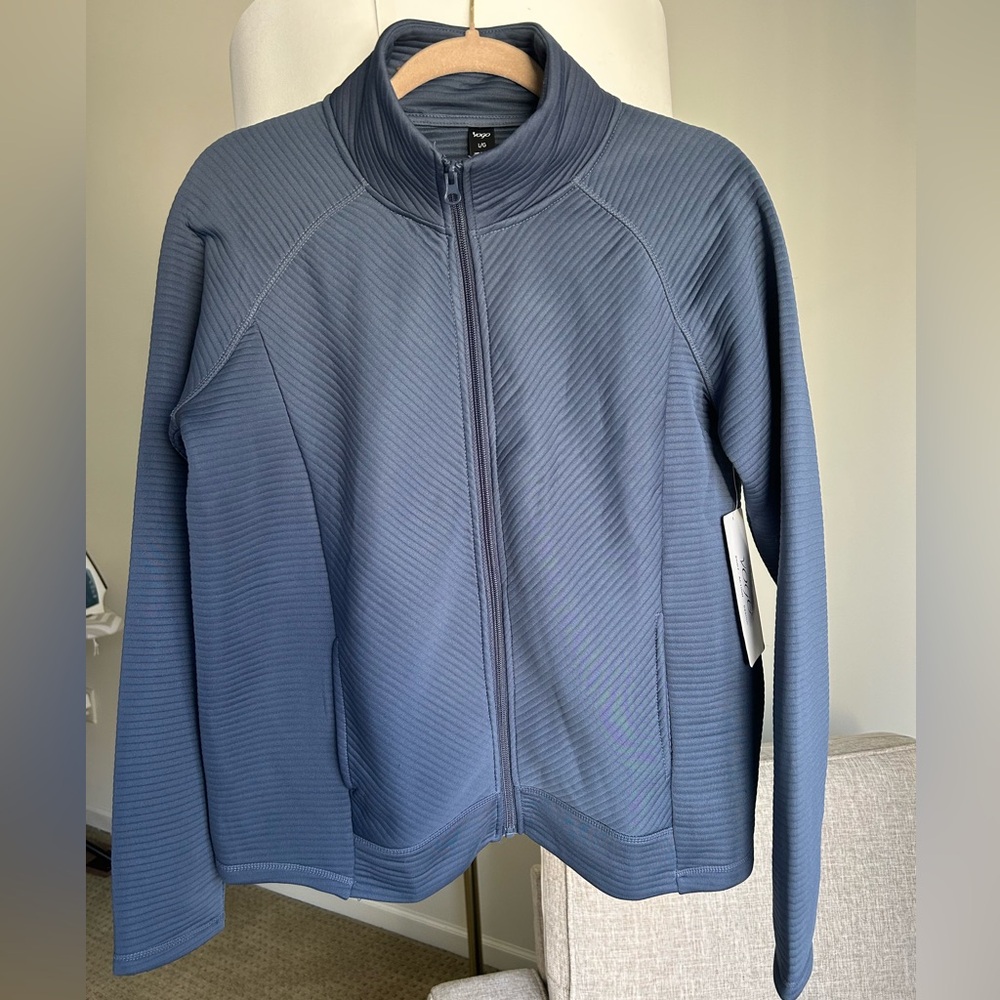 NWT VOGO Athletica Zip Up Jacket Blue Ribbed Lightweight Men L